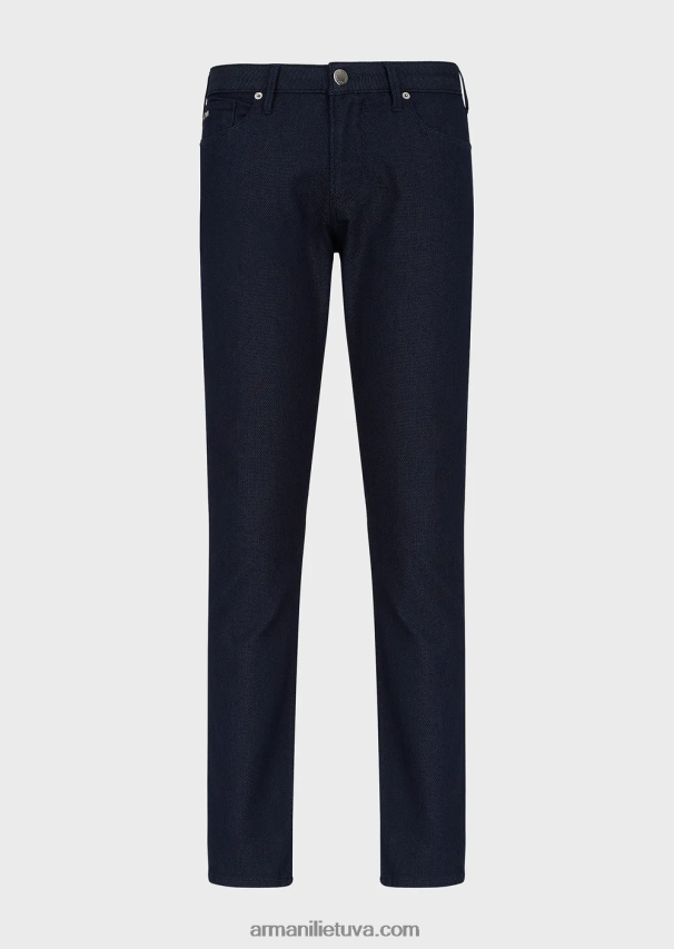 vyrų tamsiai mėlyna Armani j06 plonos, medvilnės mišinio šarvuotos kelnės 02482X1190