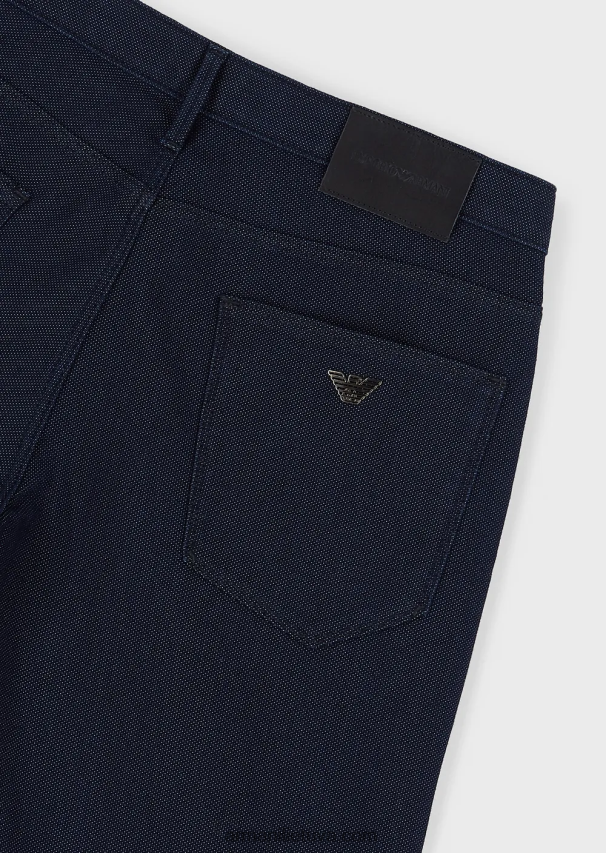 vyrų tamsiai mėlyna Armani j06 plonos, medvilnės mišinio šarvuotos kelnės 02482X1190