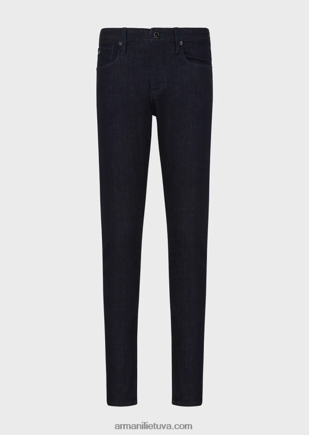 vyrų tamsiai mėlyna Armani j75 ploni, tamsiai mėlyni nuplaunami džinsiniai džinsai 02482X1170