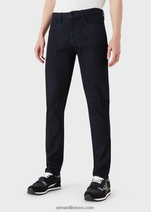 vyrų tamsiai mėlyna Armani j75 ploni, tamsiai mėlyni nuplaunami džinsiniai džinsai 02482X1170