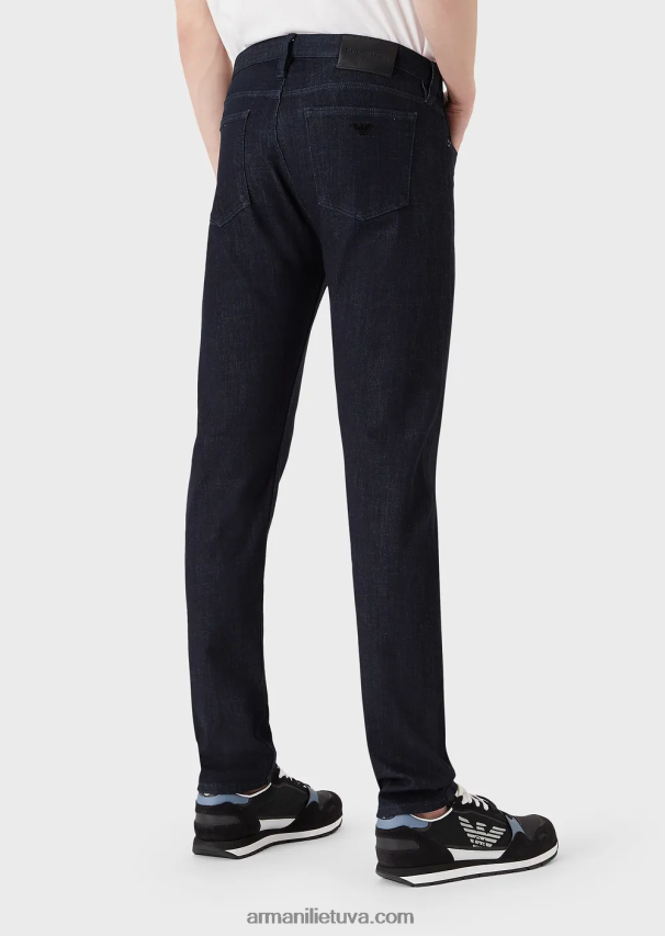vyrų tamsiai mėlyna Armani j75 ploni, tamsiai mėlyni nuplaunami džinsiniai džinsai 02482X1170