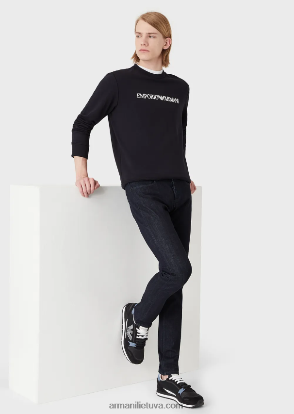 vyrų tamsiai mėlyna Armani j75 ploni, tamsiai mėlyni nuplaunami džinsiniai džinsai 02482X1170