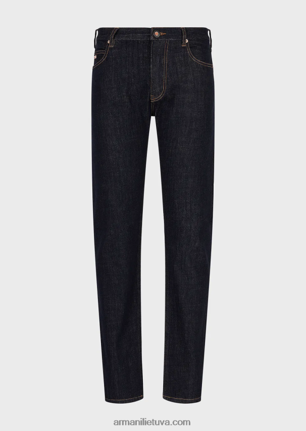 vyrų vidurnakčio mėlyna Armani j45 įprasto prigludimo išskalbiami džinsiniai džinsai 02482X1206