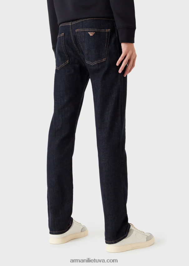 vyrų vidurnakčio mėlyna Armani j45 įprasto prigludimo išskalbiami džinsiniai džinsai 02482X1206