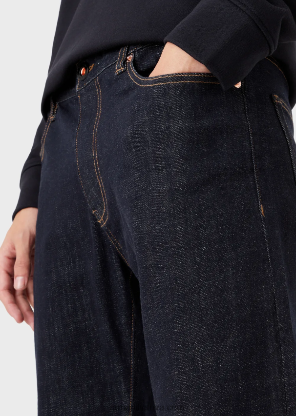 vyrų vidurnakčio mėlyna Armani j45 įprasto prigludimo išskalbiami džinsiniai džinsai 02482X1206