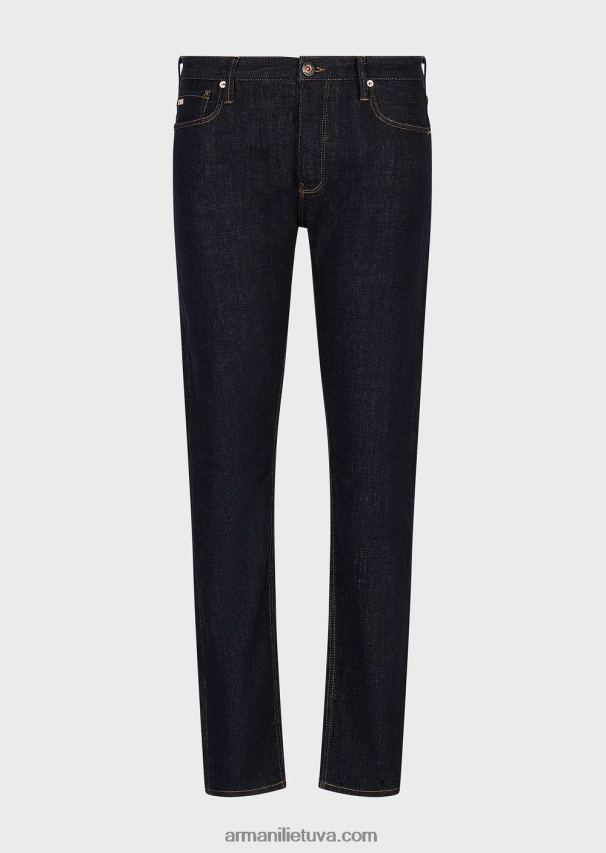 vyrų vidurnakčio mėlyna Armani j75 ploni džinsai, nuplaunami ir nuplaunami džinsiniai džinsai 02482X1196