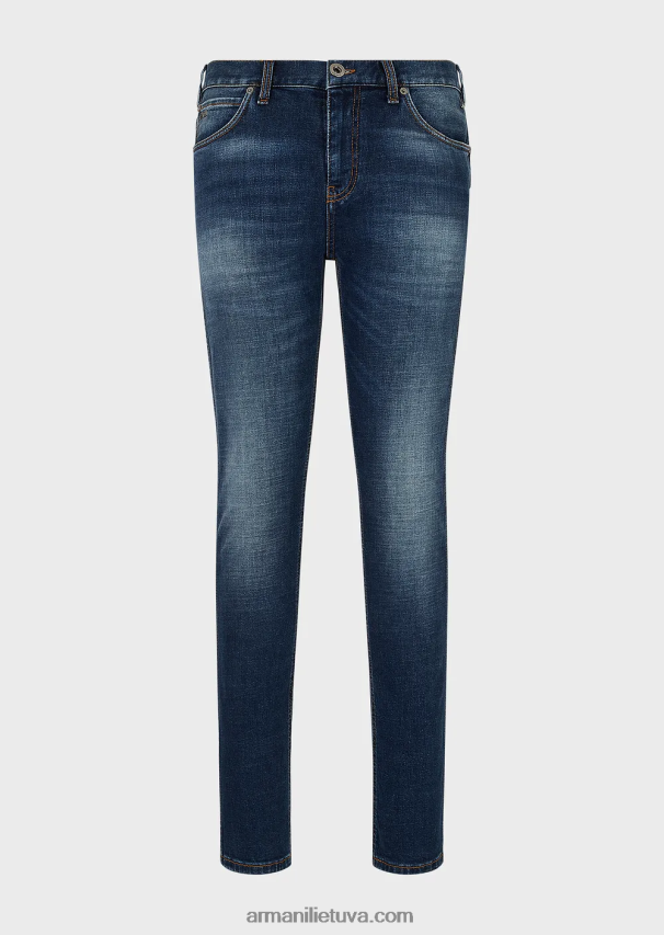 vyrų vidutinio mėlynumo Armani j16 ploni vintažinės išvaizdos džinsiniai džinsai 02482X1175