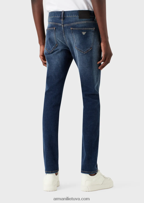 vyrų vidutinio mėlynumo Armani j16 ploni vintažinės išvaizdos džinsiniai džinsai 02482X1175
