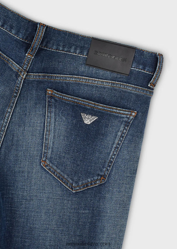 vyrų vidutinio mėlynumo Armani j16 ploni vintažinės išvaizdos džinsiniai džinsai 02482X1175