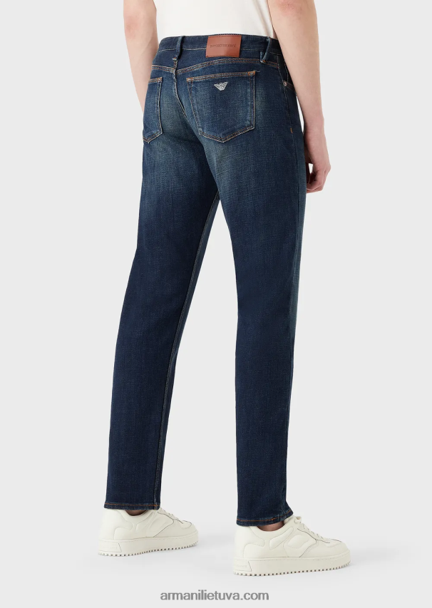 vyrų vidutinio mėlynumo Armani j75 ploni dėvimi ekologiški džinsai 02482X1165