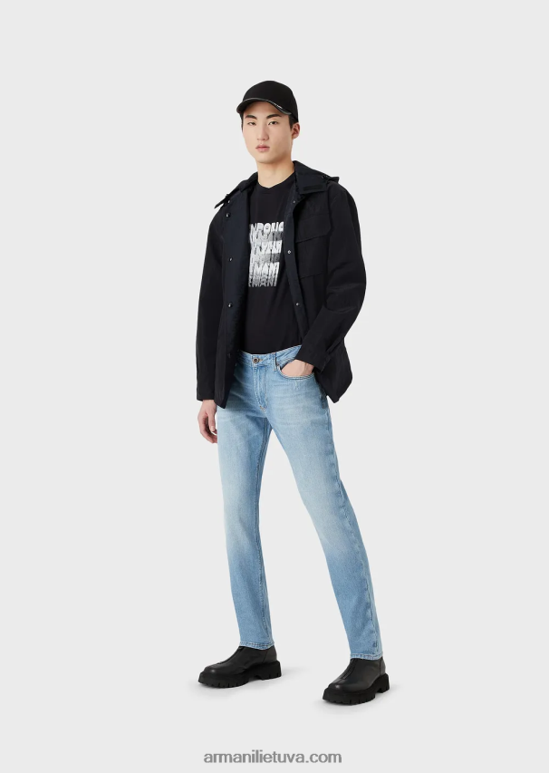 vyrų šviesiai mėlynas Armani j06 ploni džinsai iš vintažinės išvaizdos tamprio džinso 02482X1157