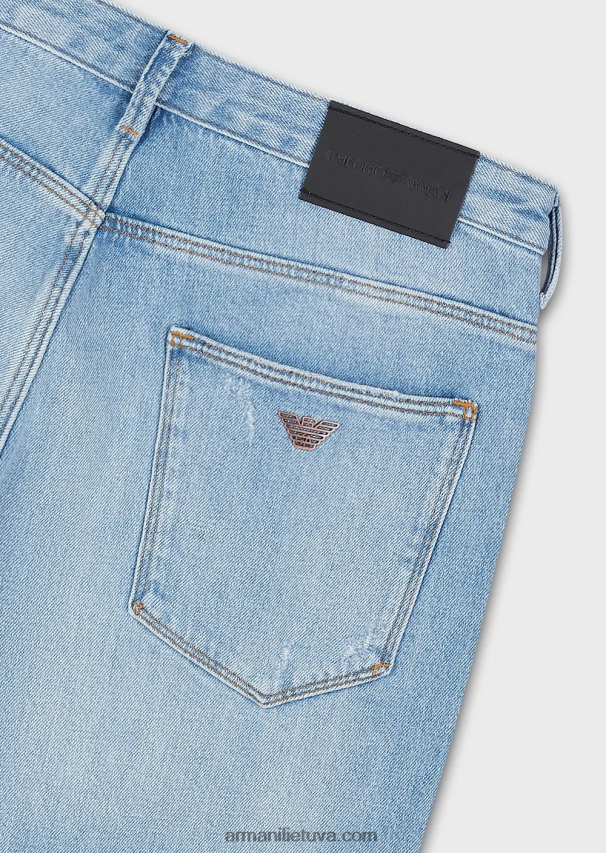 vyrų šviesiai mėlynas Armani j06 ploni džinsai iš vintažinės išvaizdos tamprio džinso 02482X1157