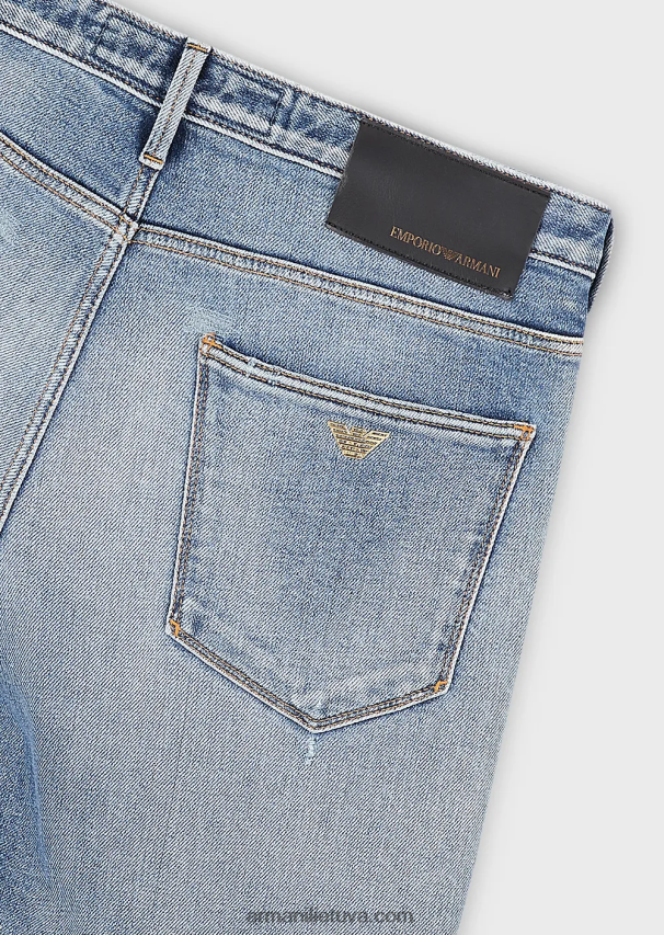 vyrų šviesiai mėlynas Armani j06 ploni, plėšyti lengvi džinsai 02482X1188