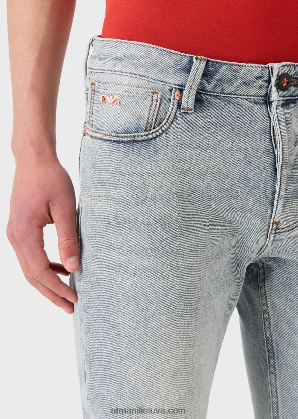 vyrų šviesiai mėlynas Armani j75 ploni, išblukę džinsai 02482X1162