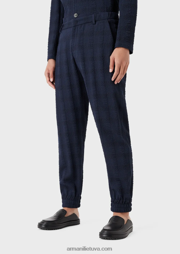 vyrųArmani 3d Prince of Wales efekto vilnonės kelnės su elastingais rankogaliais kulkšnies 02482X1369
