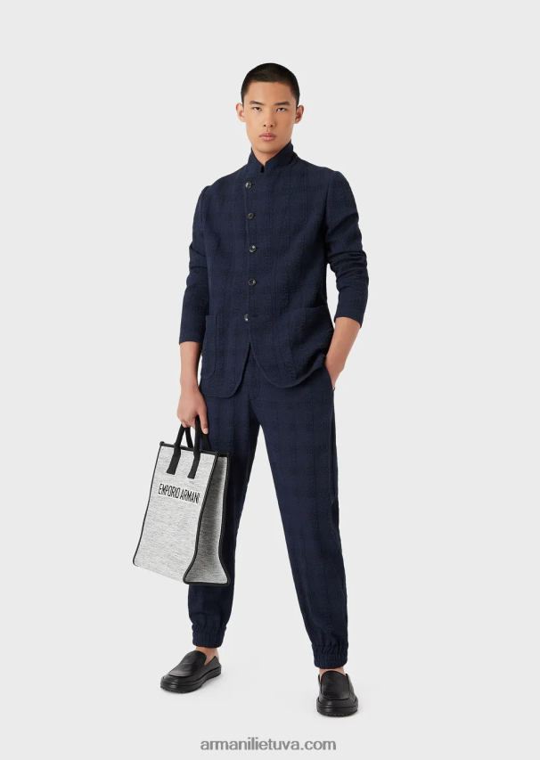 vyrųArmani 3d Prince of Wales efekto vilnonės kelnės su elastingais rankogaliais kulkšnies 02482X1369