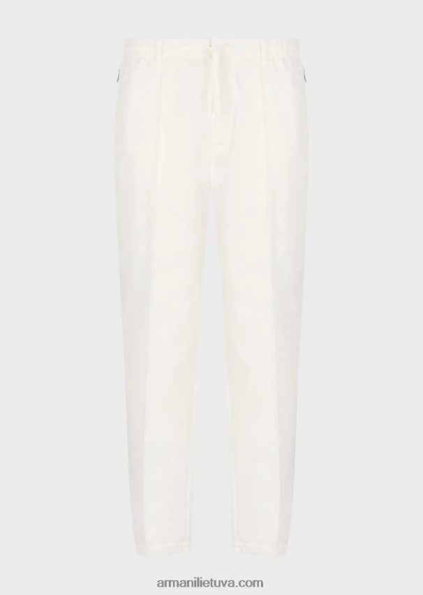 vyrų baltas Armani Kelnės su raišteliu iš lengvo liocelio mišinio satino 02482X1475