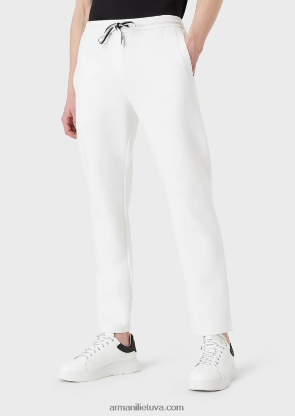 vyrų baltas Armani dvigubi megztiniai bėgikai su kišene 02482X1394