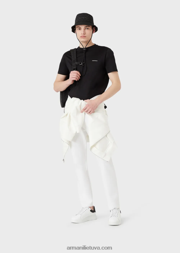 vyrų baltas Armani dvigubi megztiniai bėgikai su kišene 02482X1394