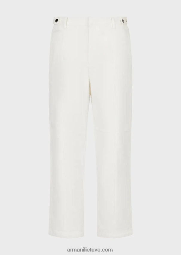vyrų baltas Armani medvilniniai-satino chinos su briaunomis 02482X1482