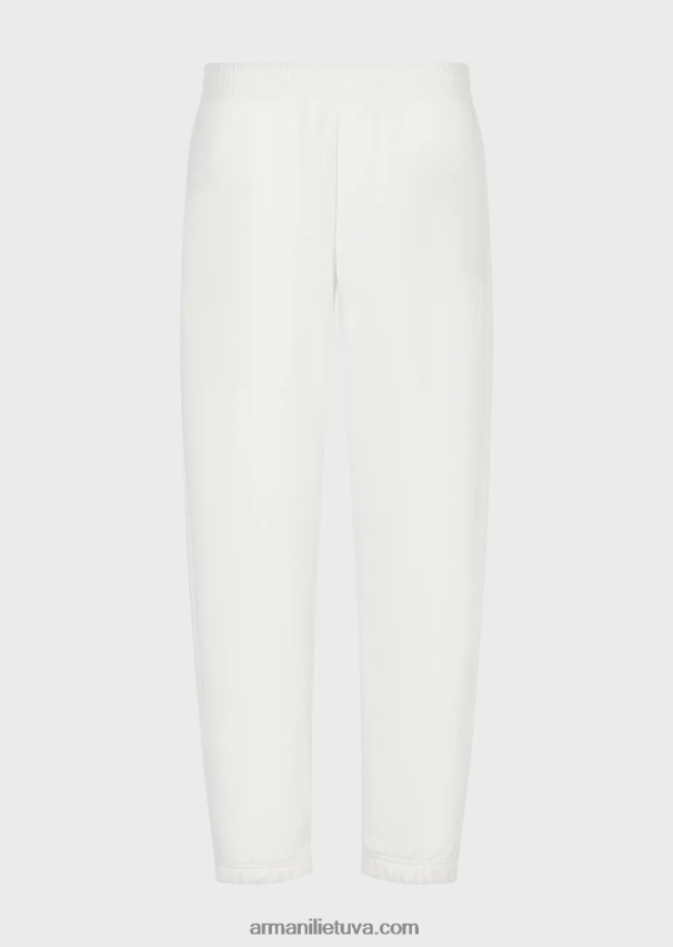 vyrų baltas Armani sunkaus trikotažo bėgimo kelnaitės su ryškiu guminiu logotipu 02482X1422