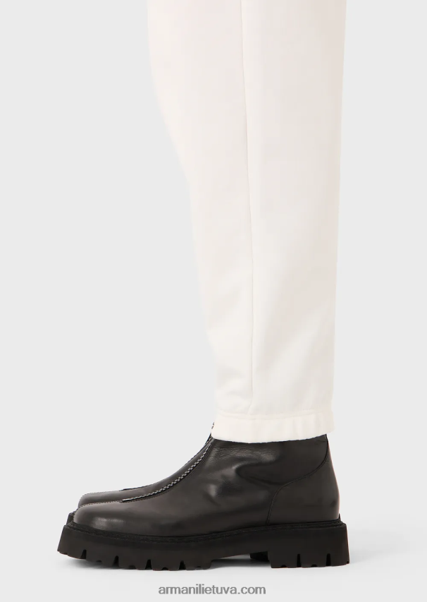 vyrų baltas Armani sunkaus trikotažo bėgimo kelnaitės su ryškiu guminiu logotipu 02482X1422