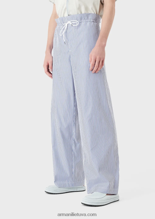 vyrų dryžuotas Armani dryžuotos poplino raištelės kelnės 02482X1489