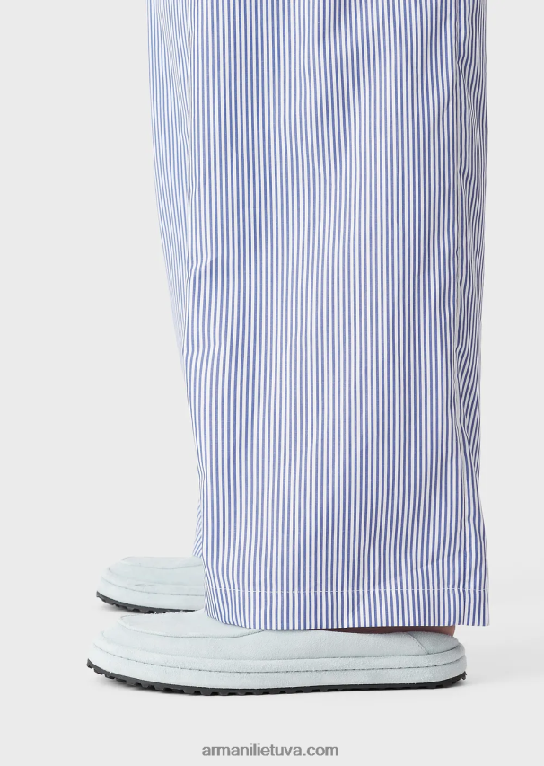 vyrų dryžuotas Armani dryžuotos poplino raištelės kelnės 02482X1489