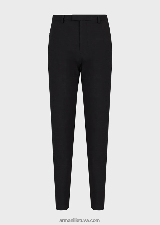vyrų juodas Armani 3d tamprios techninės vilnos kelnės 02482X1449