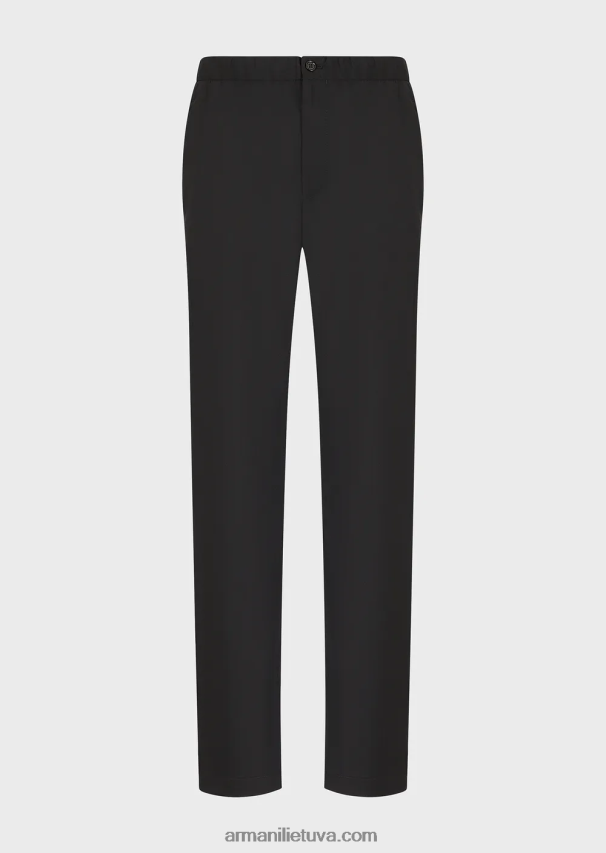 vyrų juodas Armani Chinos su elastiniu juosmeniu iš itin lengvos grynos vilnos 02482X1448