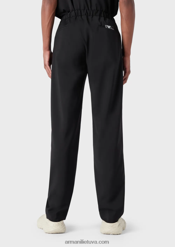 vyrų juodas Armani Chinos su elastiniu juosmeniu iš itin lengvos grynos vilnos 02482X1448