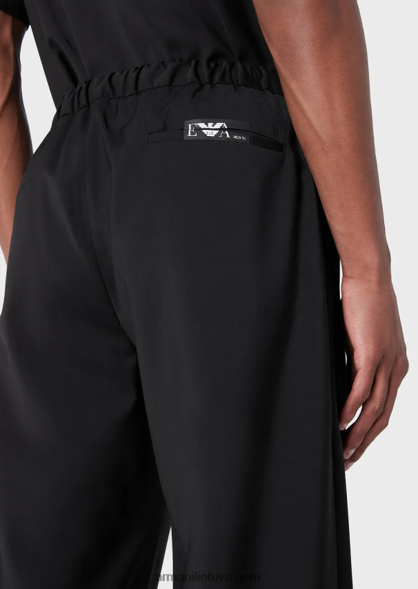 vyrų juodas Armani Chinos su elastiniu juosmeniu iš itin lengvos grynos vilnos 02482X1448