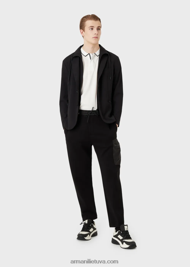 vyrų juodas Armani Kelionių reikmenys dvigubo trikotažo bėgikams 02482X1384