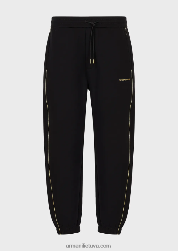 vyrų juodas Armani dvigubi džemperiai su auksinėmis detalėmis ir logotipu 02482X1485