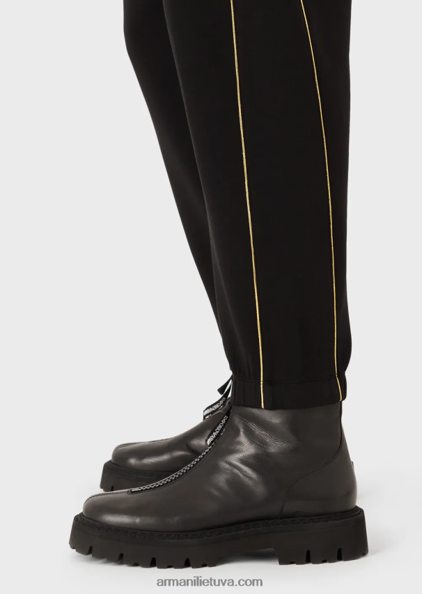 vyrų juodas Armani dvigubi džemperiai su auksinėmis detalėmis ir logotipu 02482X1485