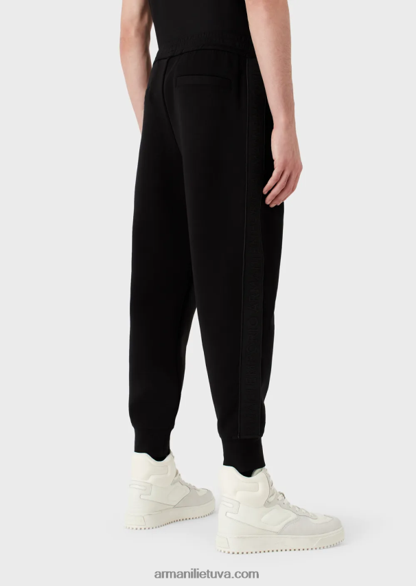 vyrų juodas Armani dvigubi džemperiai su logotipo juostele 02482X1438