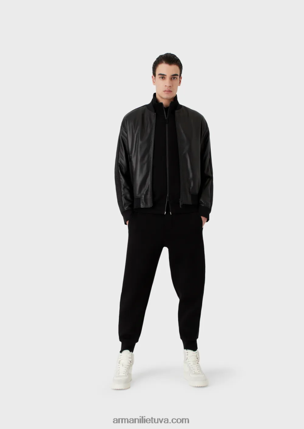 vyrų juodas Armani dvigubi džemperiai su logotipo juostele 02482X1438