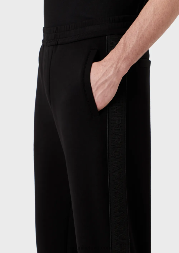 vyrų juodas Armani dvigubi džemperiai su logotipo juostele 02482X1438