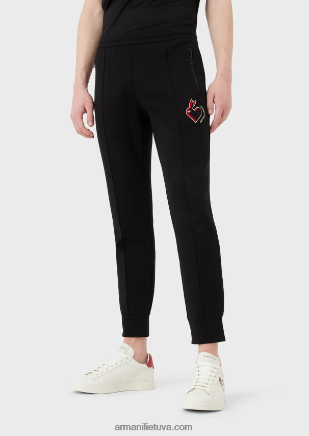 vyrų juodas Armani dvigubi džemperiai su triušiuku 02482X1447