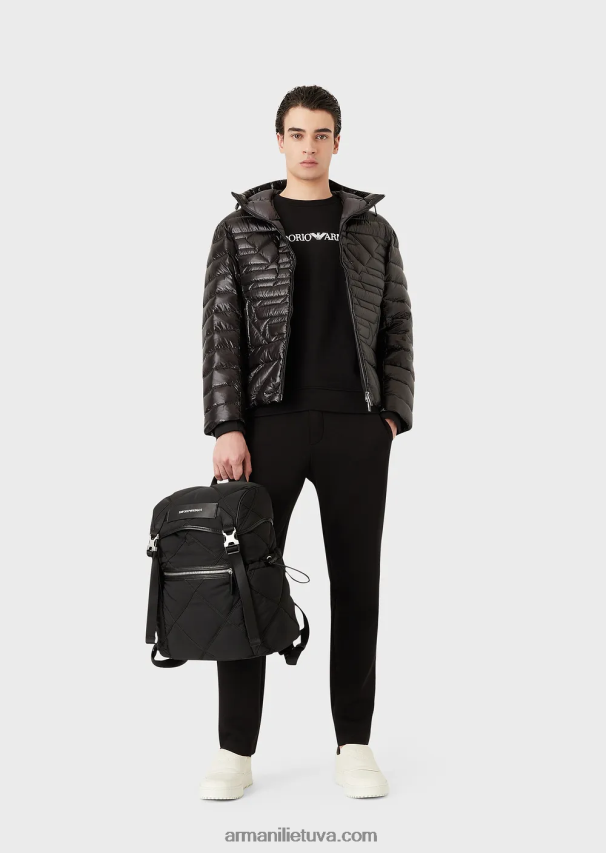 vyrų juodas Armani dvigubi megztiniai bėgikai su kišene 02482X1393