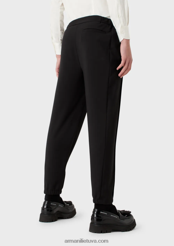vyrų juodas Armani natūralaus tamprumo drobės kelnės su elastingais rankogaliais 02482X1502