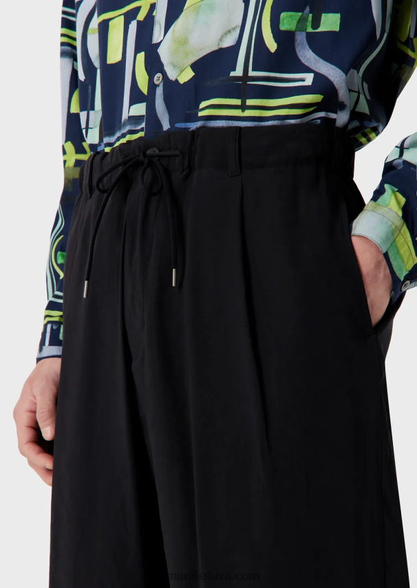 vyrų juodas Armani persikų odos modalinės raištelės kelnės 02482X1493