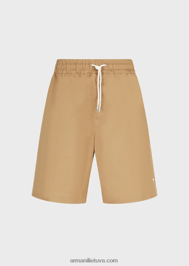 vyrų kupranugaris Armani tvarios kolekcijos organiniai ruoželiniai negabaritiniai šortai su raišteliu 02482X1520
