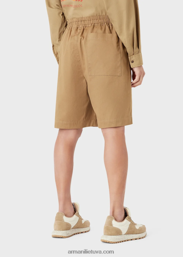 vyrų kupranugaris Armani tvarios kolekcijos organiniai ruoželiniai negabaritiniai šortai su raišteliu 02482X1520