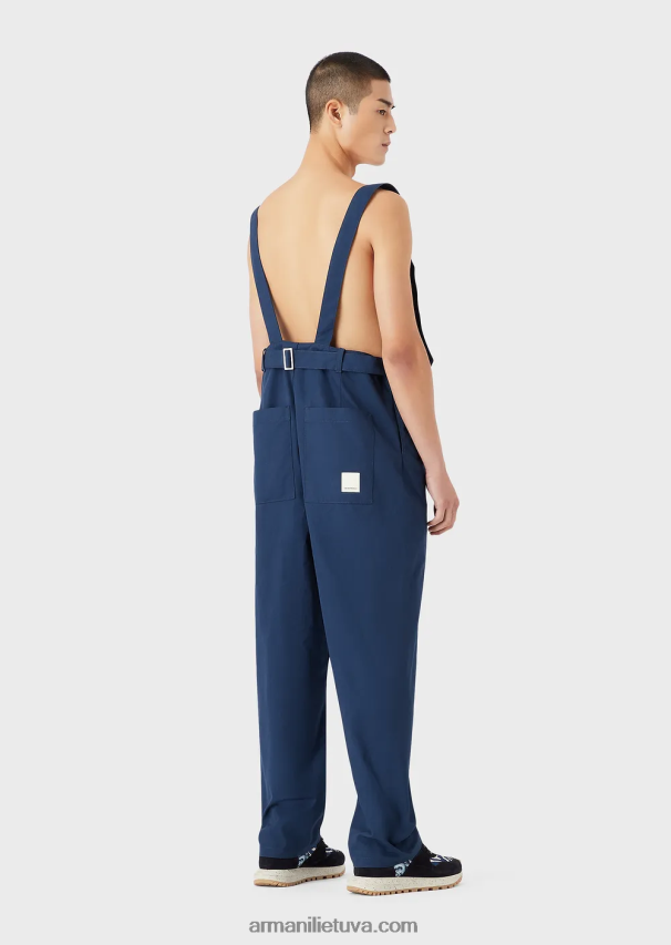 vyrų mėlyna Armani tvari kolekcija perdirbtos drobės dungarees 02482X1523