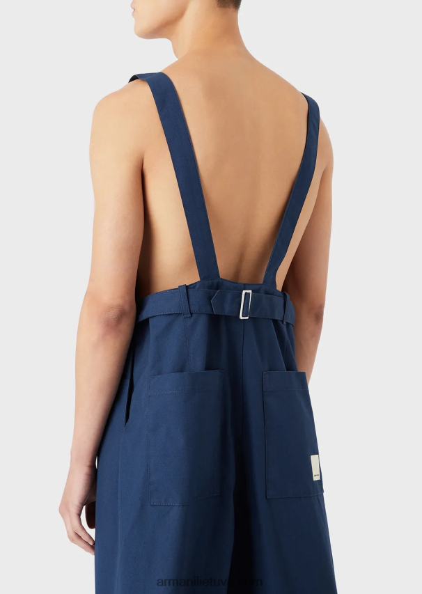 vyrų mėlyna Armani tvari kolekcija perdirbtos drobės dungarees 02482X1523