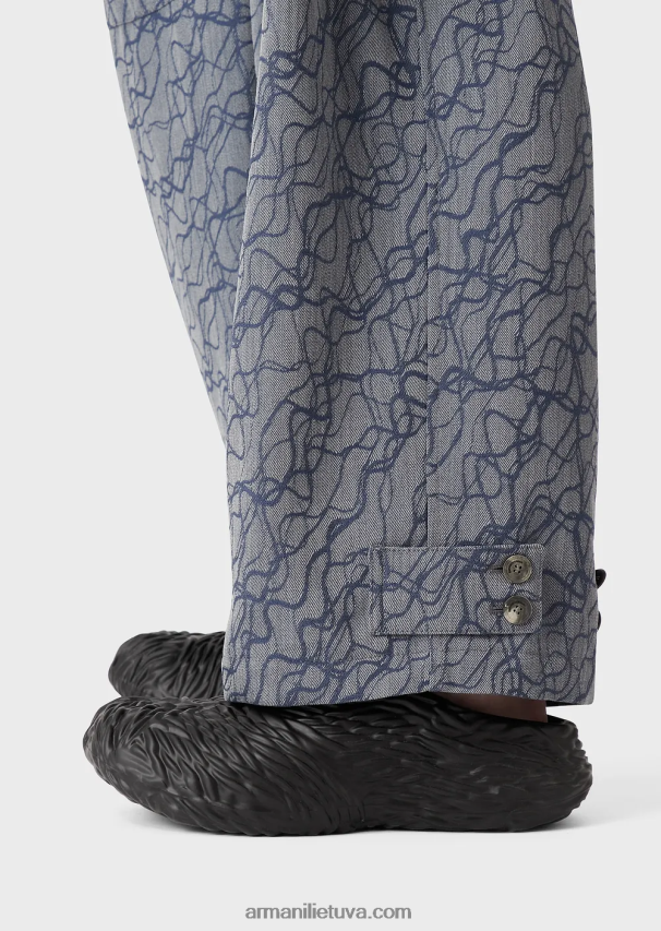 vyrų modelis Armani žakardo rašto krepinės vilnos smiginės krovininės kelnės 02482X1455