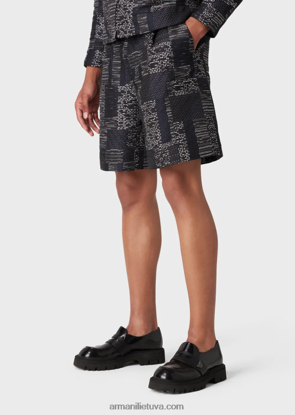 vyrų modelis Armani kratinio efekto vanise žakardo šortai 02482X1405