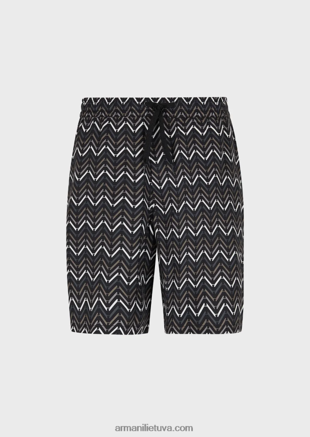 vyrų modelis Armani viso rašto lioceliniai šortai su raišteliu 02482X1404