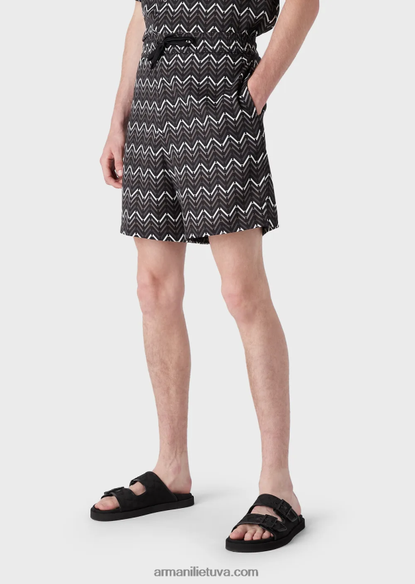 vyrų modelis Armani viso rašto lioceliniai šortai su raišteliu 02482X1404